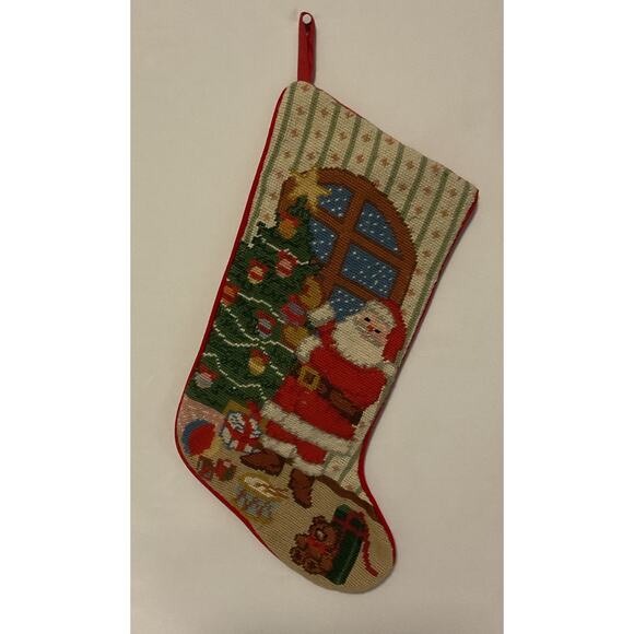 vintage needlepoint Christmas stocking - Picture 2 of 5